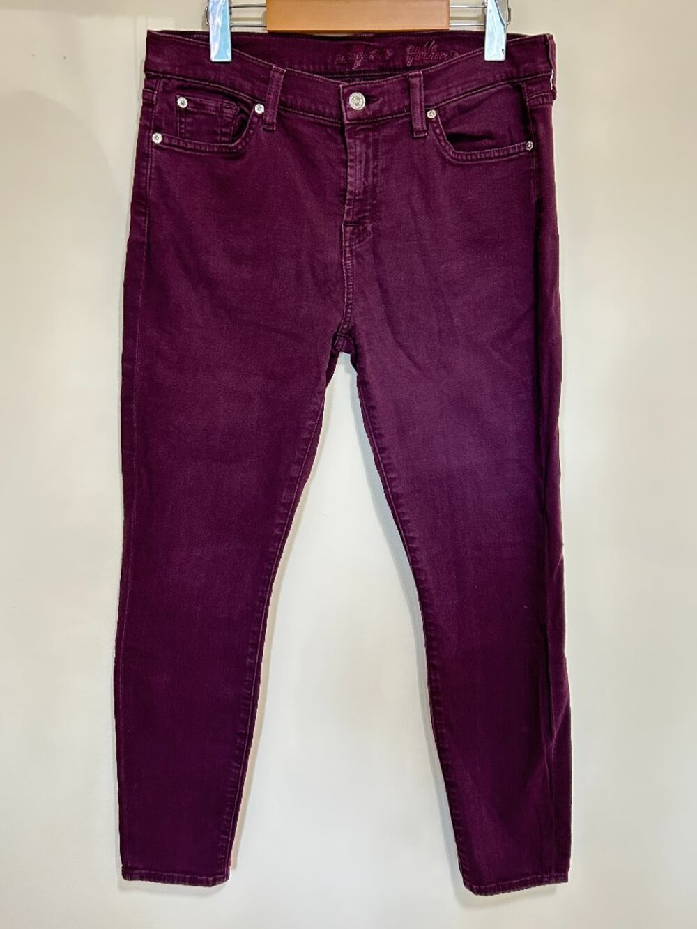 7 For All Mankind Mid-Rise Skinny Jeans Burgandy Size 30